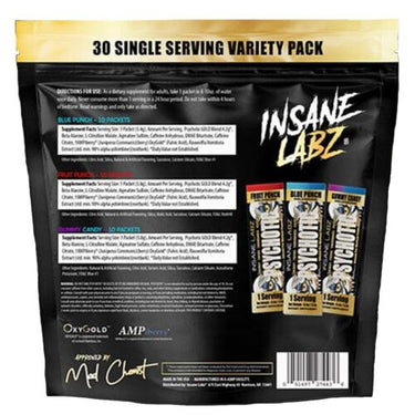 Insane Labz | Psychotic GOLD | Pre-Workout 30 single Variety Pack Pre-Workout